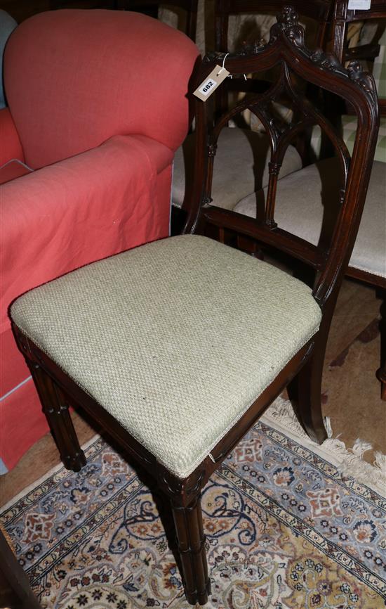 Regency carved mahogany standard chair in the Gothic taste